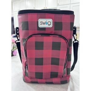 SWIG Hayride Slingi Crossbody Cooler Red/Black Buffalo Check Tailgate Bag NWOT